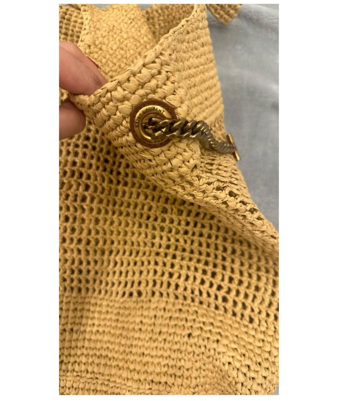 SAINT LAURENT Бежевая пелетеная пляжная сумка, фото 7