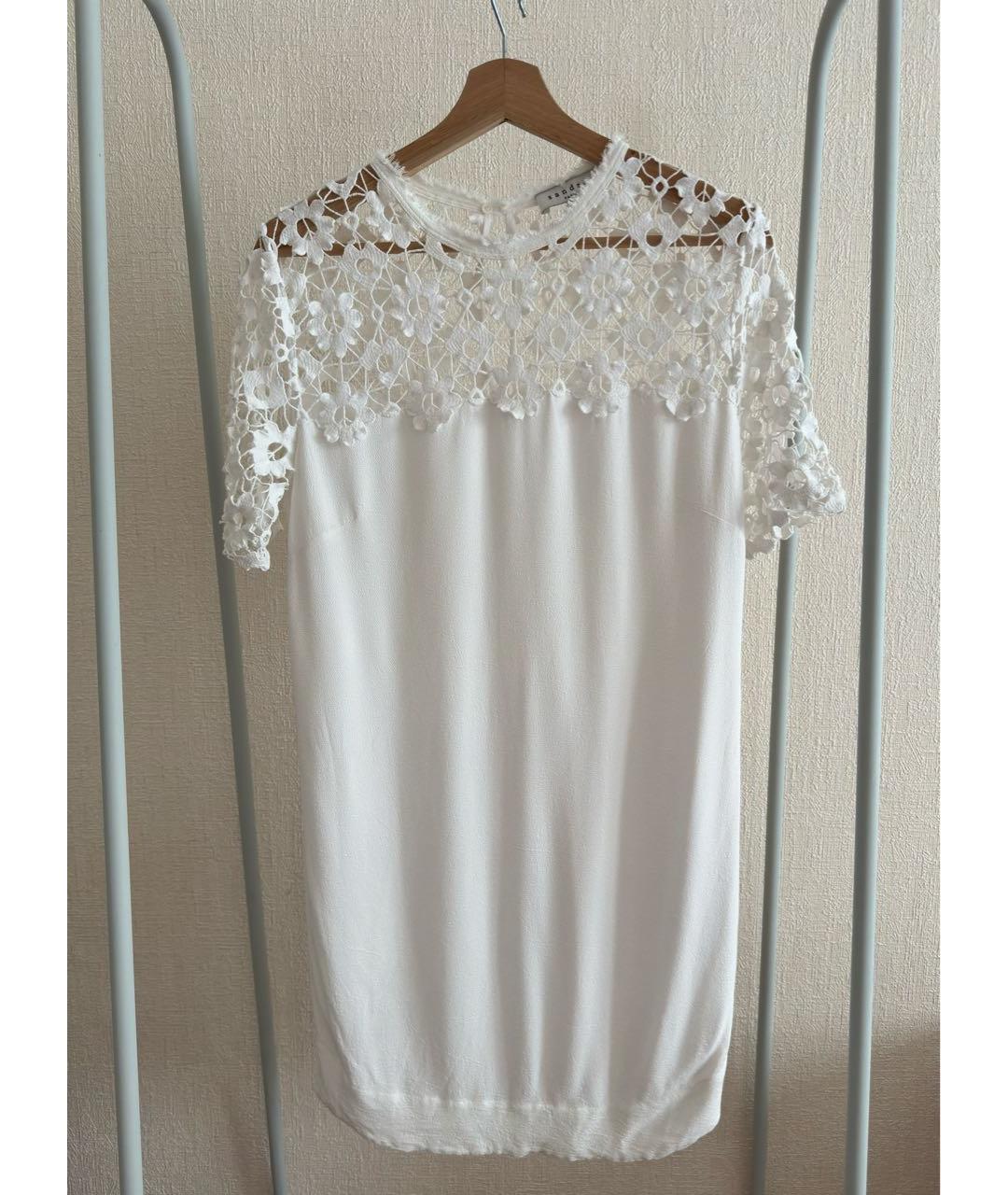 SANDRO Белое вискозное повседневное платье, фото 7