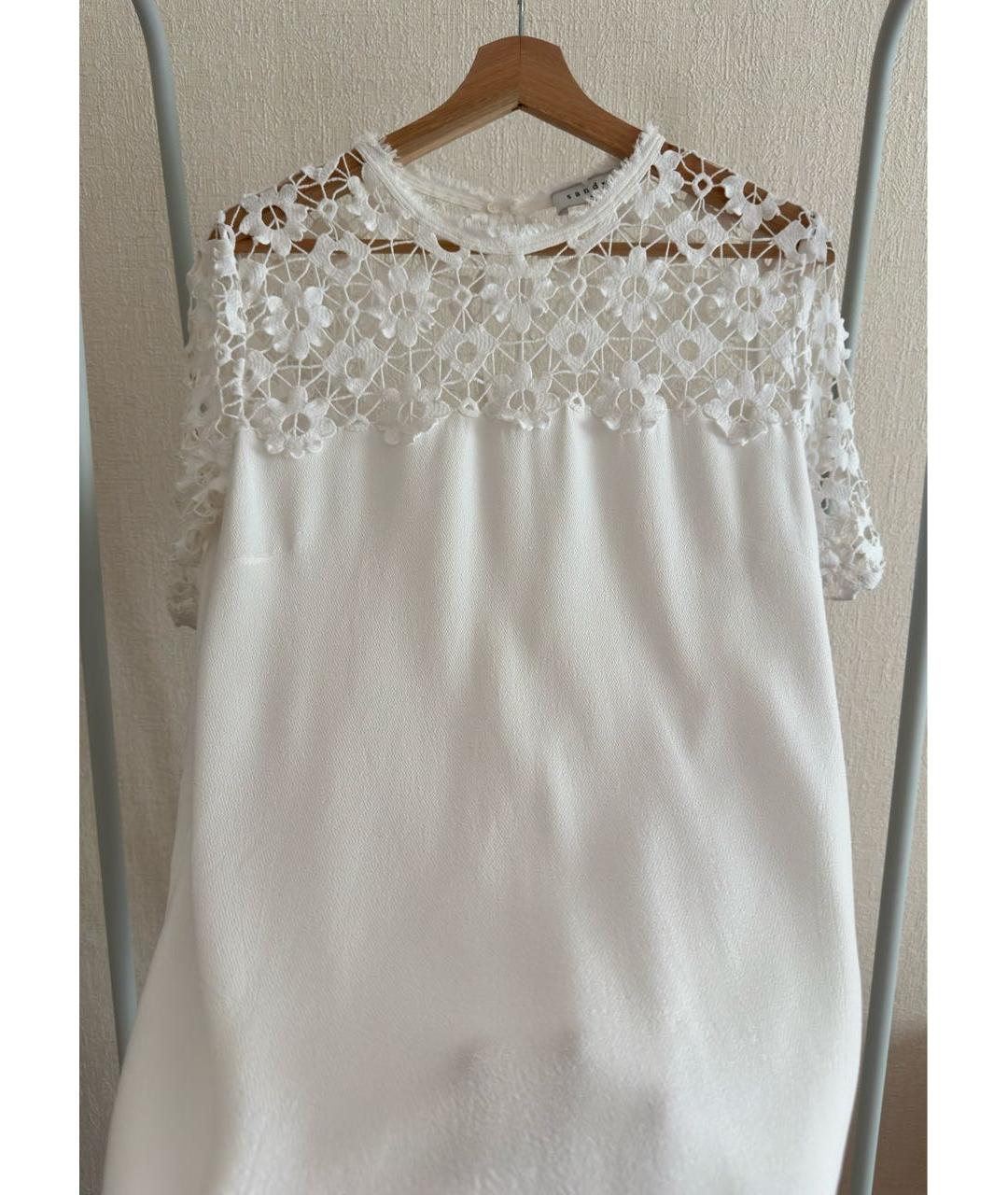 SANDRO Белое вискозное повседневное платье, фото 6