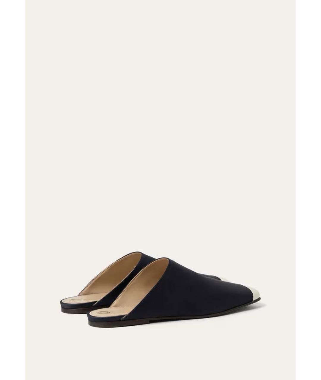 LORO PIANA Темно-синие кожаные мюли, фото 4