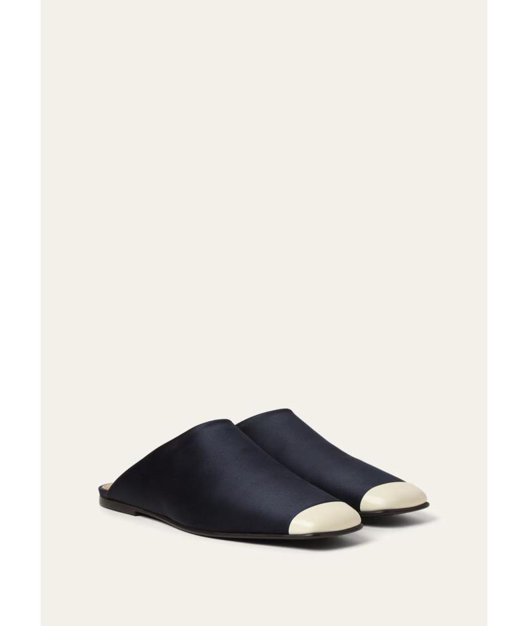 LORO PIANA Темно-синие кожаные мюли, фото 3