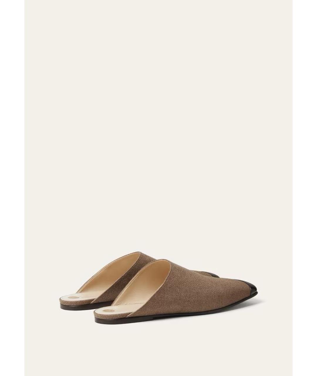 LORO PIANA Коричневые кожаные мюли, фото 4