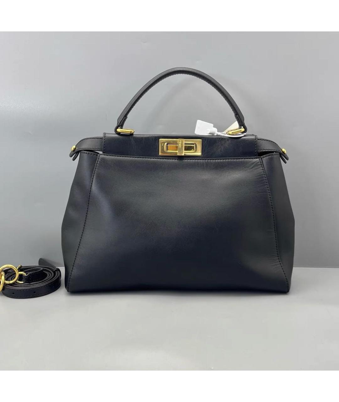 FENDI Черная кожаная сумка через плечо, фото 2