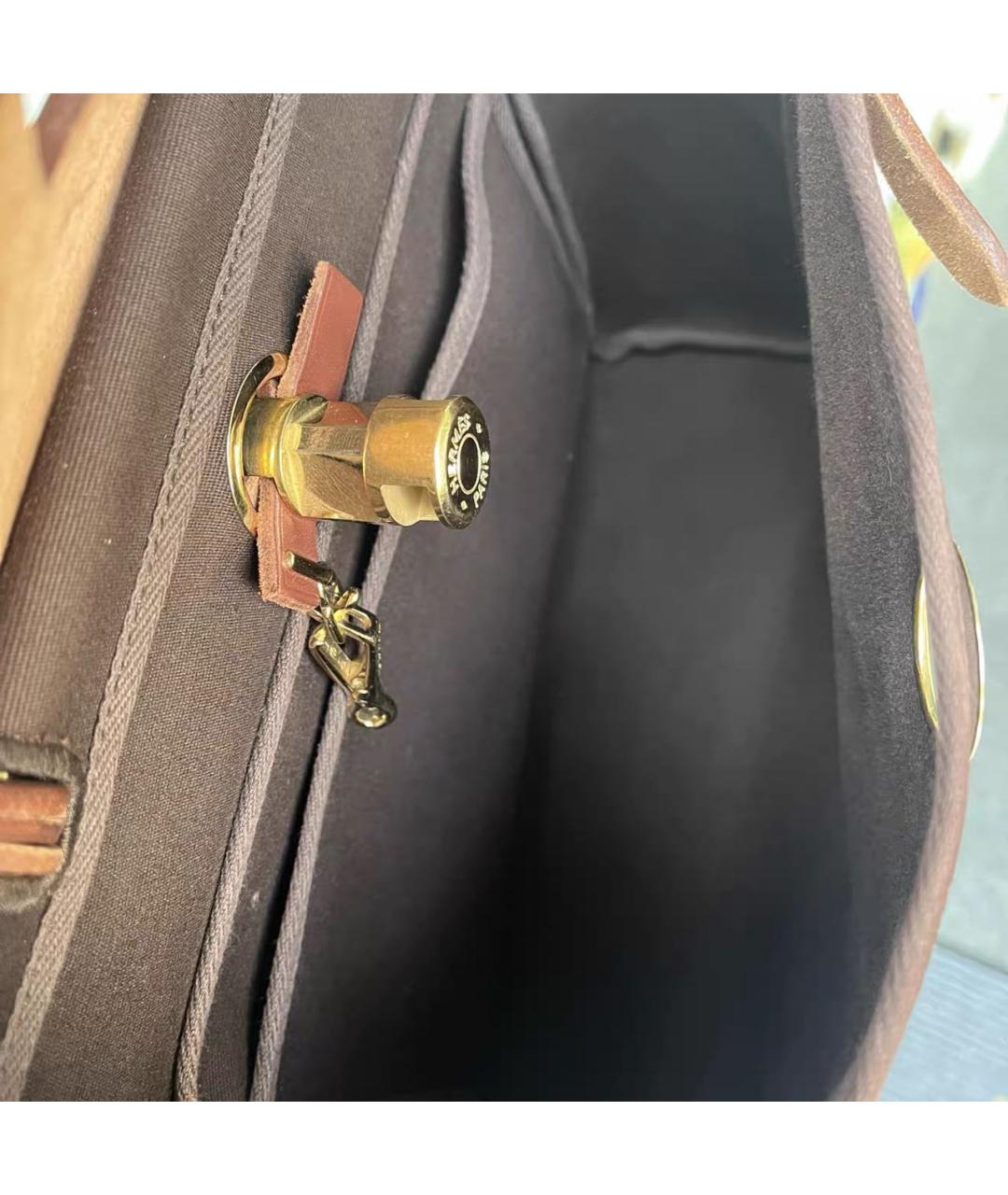 HERMES Коричневая тканевая сумка через плечо, фото 3