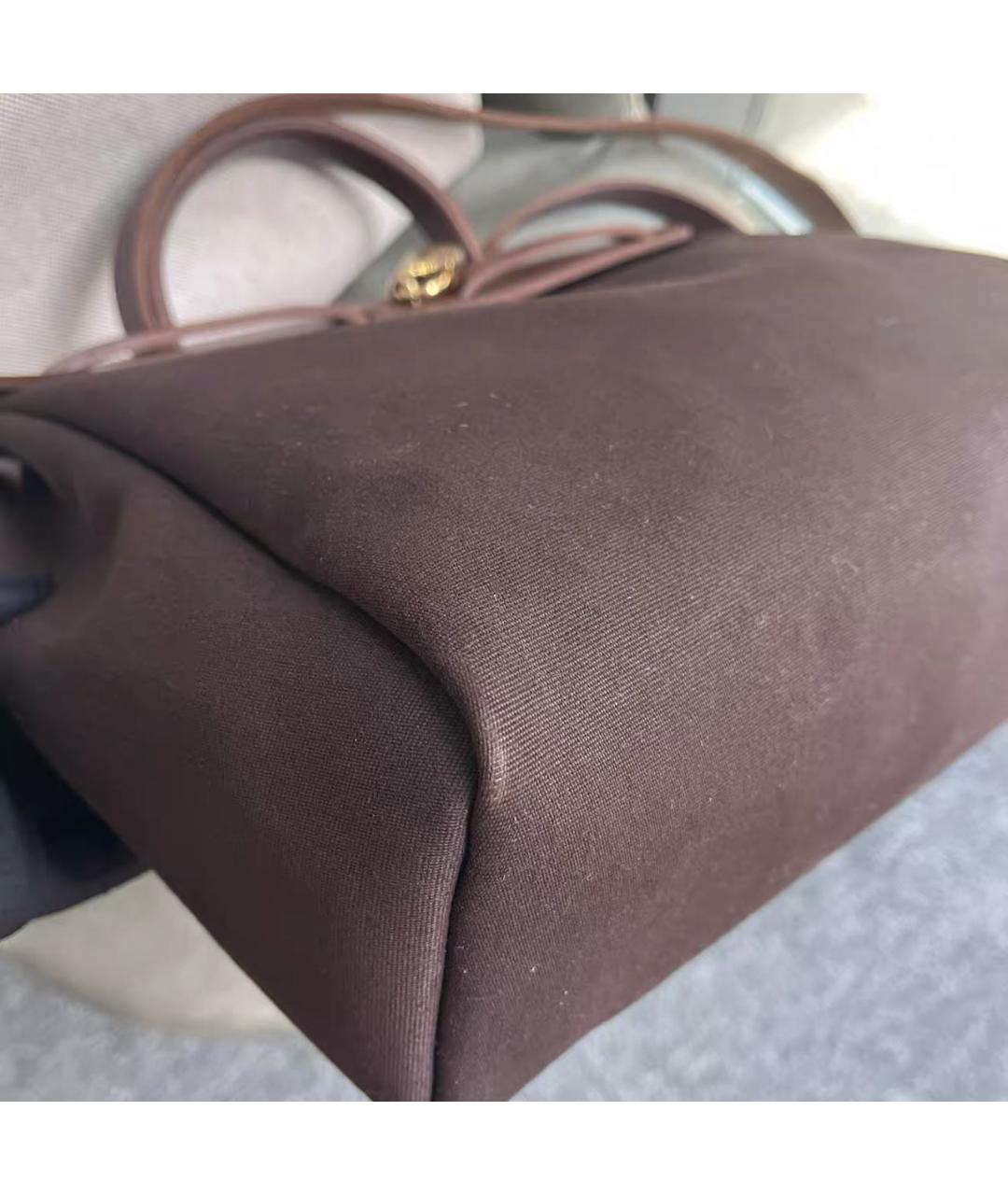 HERMES Коричневая тканевая сумка через плечо, фото 8