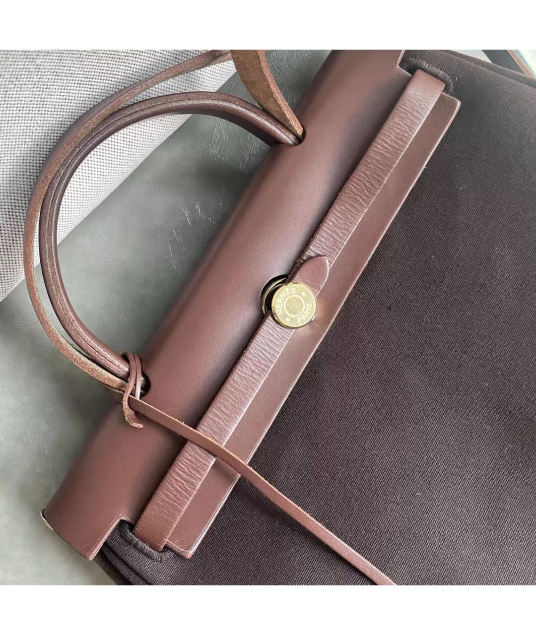 HERMES Коричневая тканевая сумка через плечо, фото 5