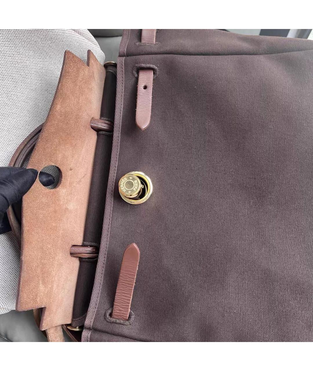 HERMES Коричневая тканевая сумка через плечо, фото 4