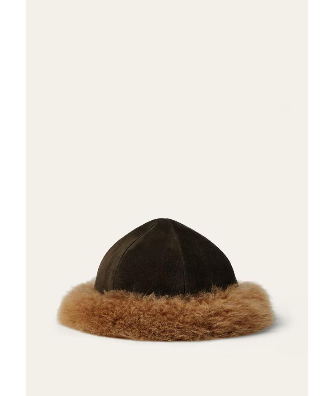 LORO PIANA Коричневая кожаная шапка, фото 4