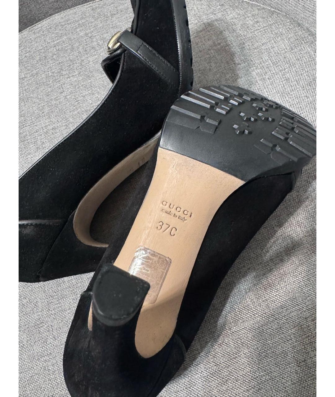 GUCCI Черные замшевые туфли, фото 5