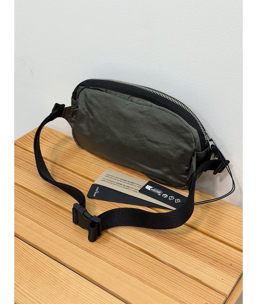 STONE ISLAND Зеленая синтетическая поясная сумка, фото 3