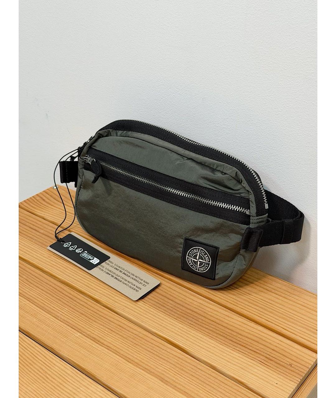 STONE ISLAND Зеленая синтетическая поясная сумка, фото 2