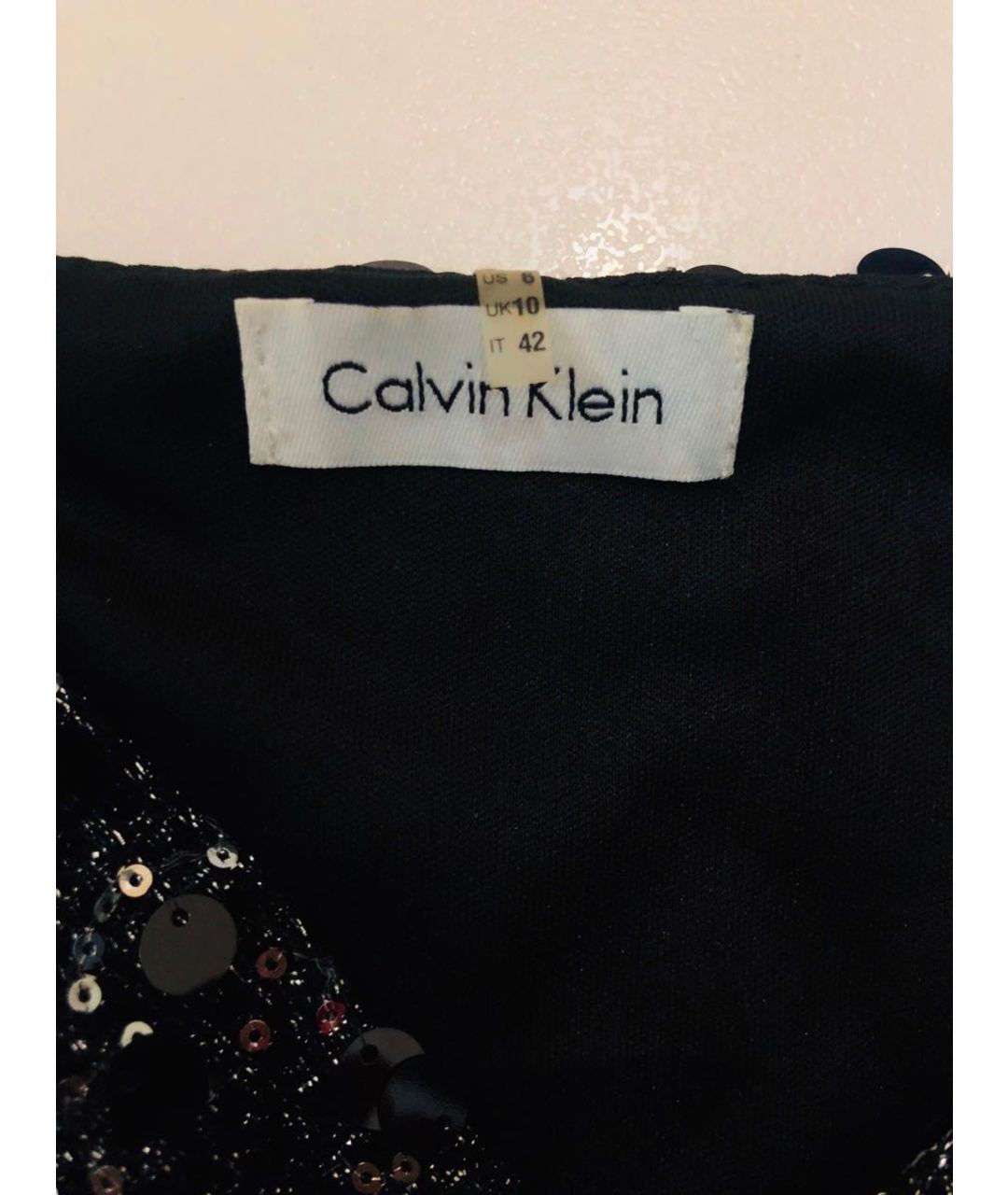 CALVIN KLEIN Черное полиэстеровое коктейльное платье, фото 6