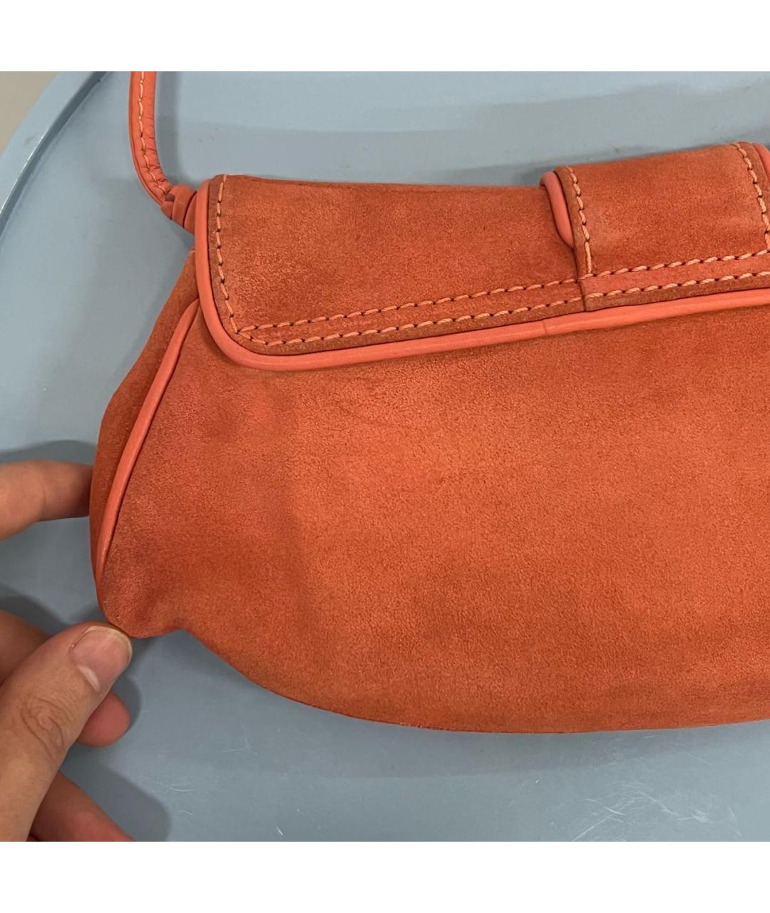 CELINE Коралловая замшевая сумка с короткими ручками, фото 7