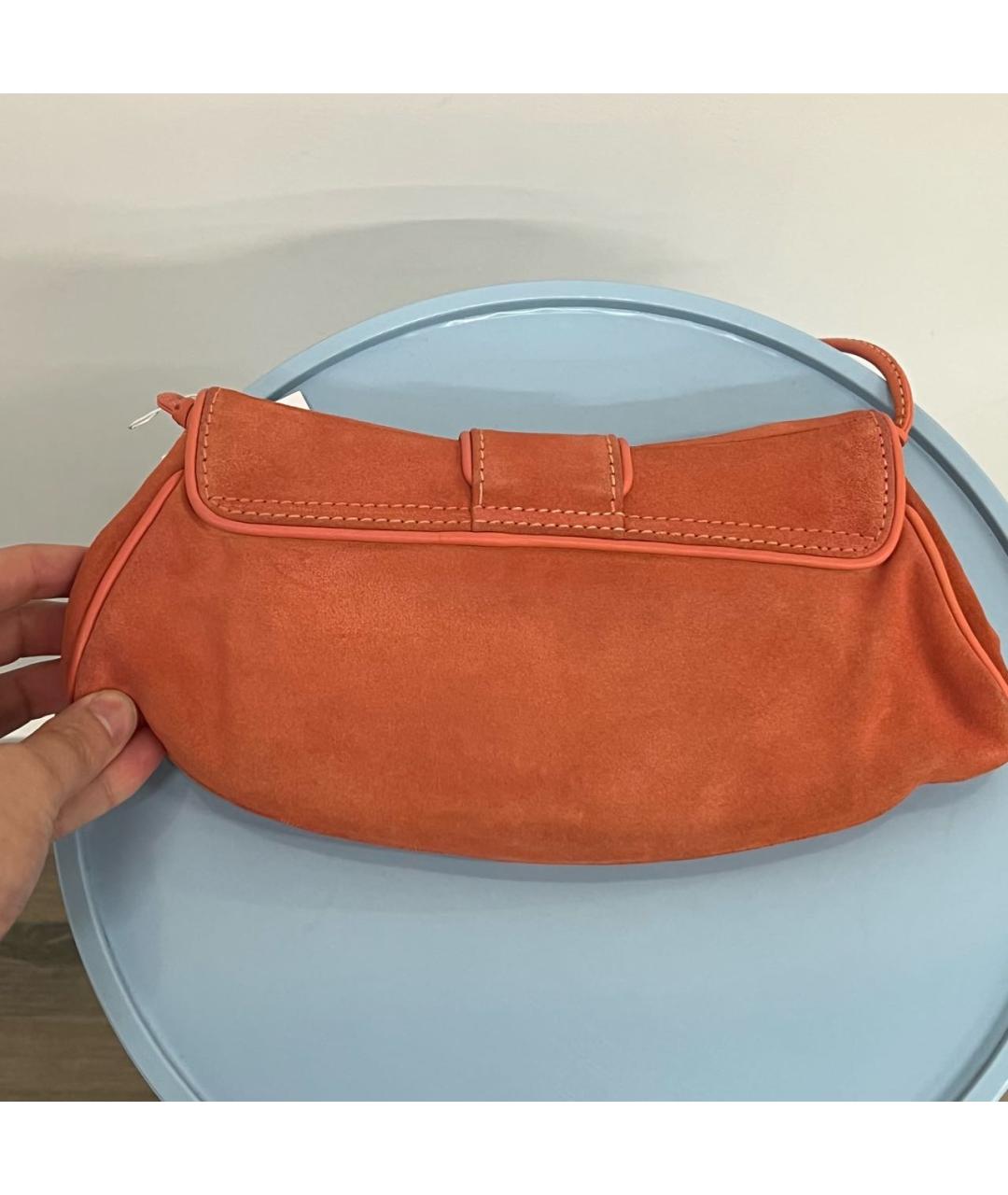 CELINE Коралловая замшевая сумка с короткими ручками, фото 3