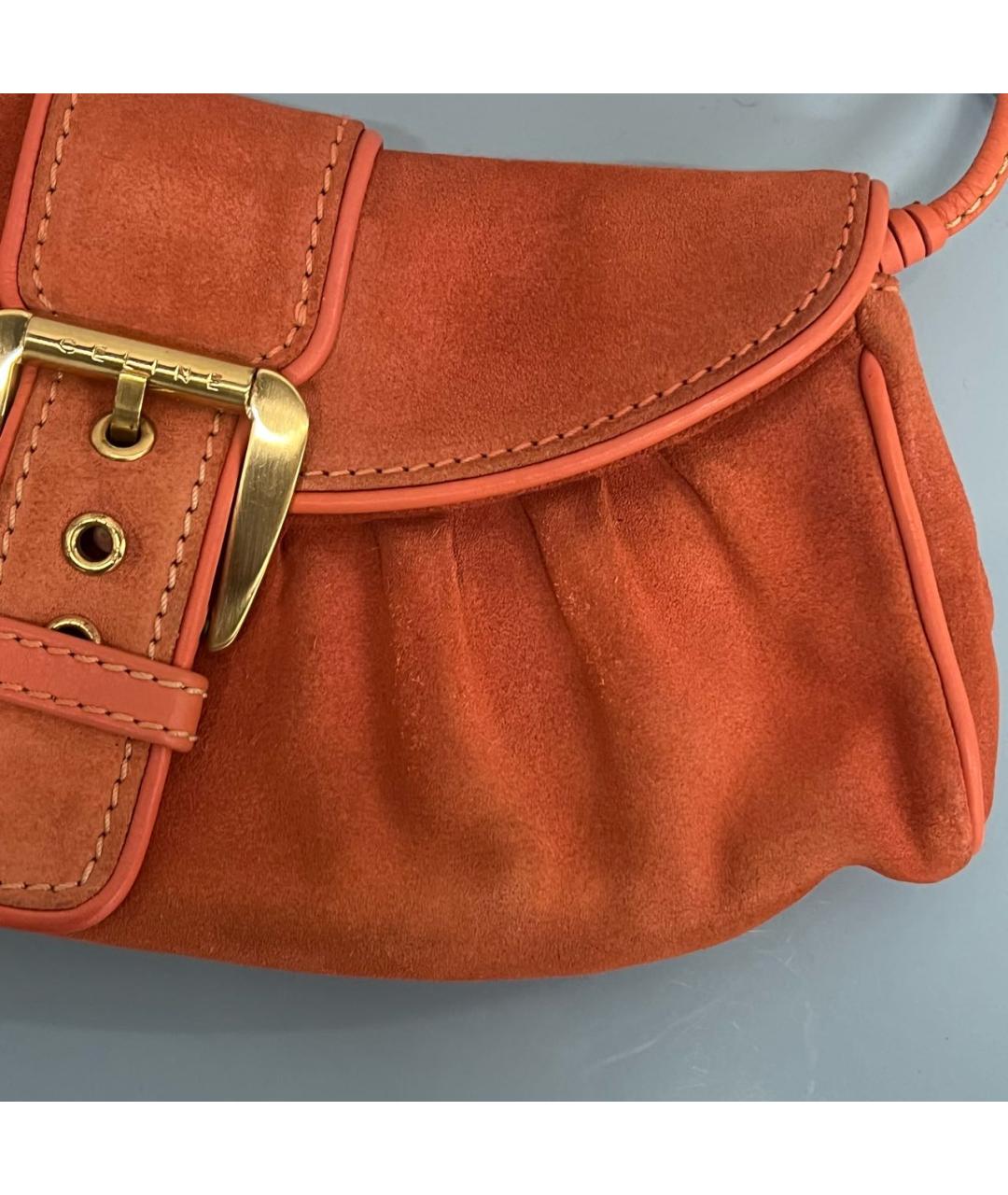 CELINE Коралловая замшевая сумка с короткими ручками, фото 6