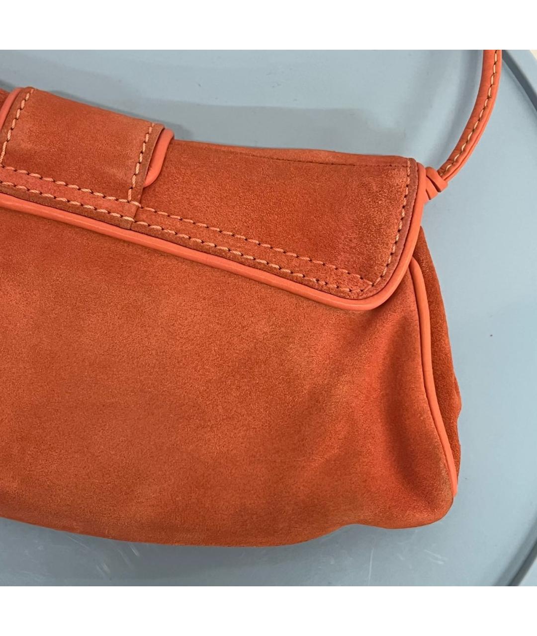 CELINE Коралловая замшевая сумка с короткими ручками, фото 8