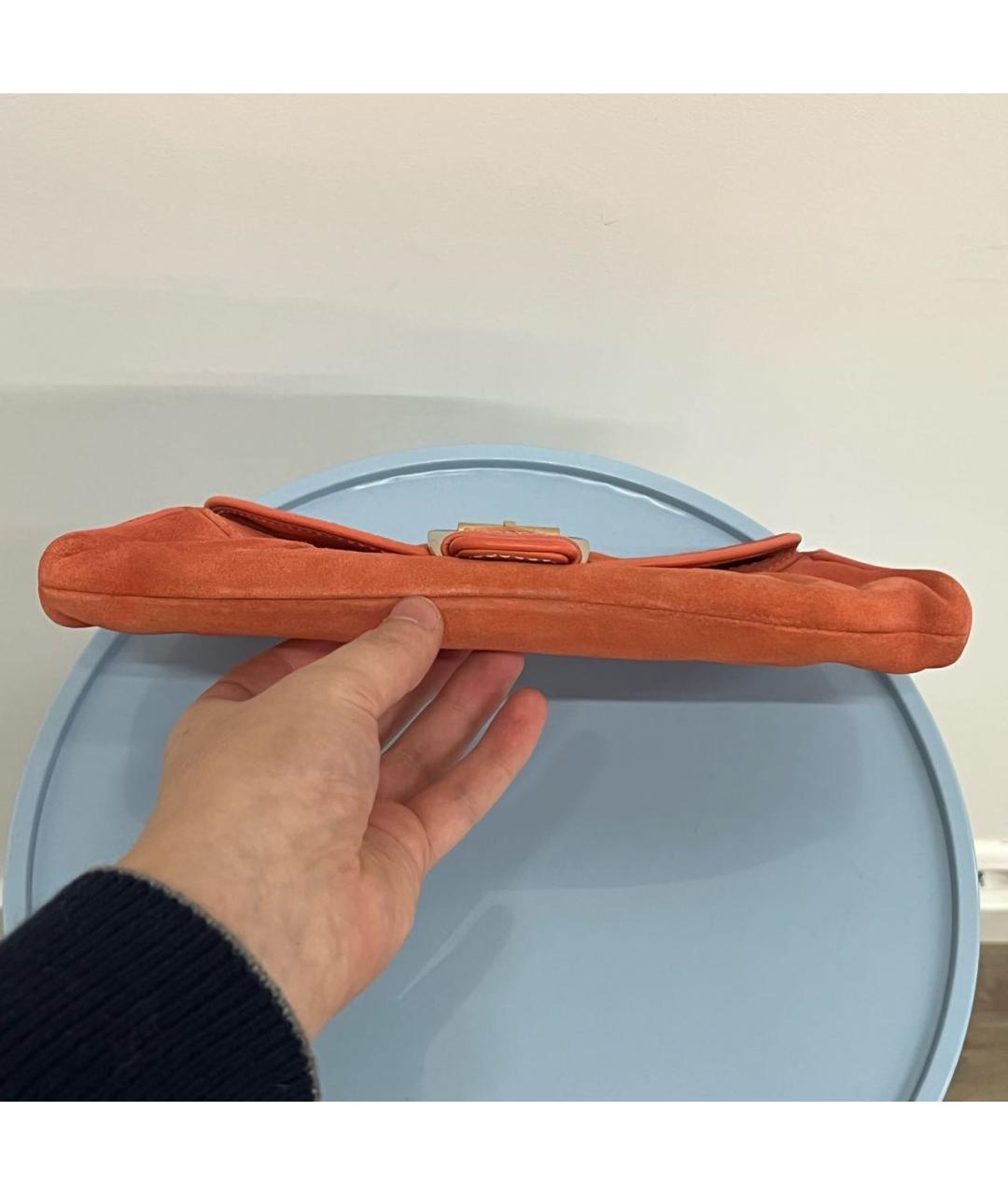 CELINE Коралловая замшевая сумка с короткими ручками, фото 4