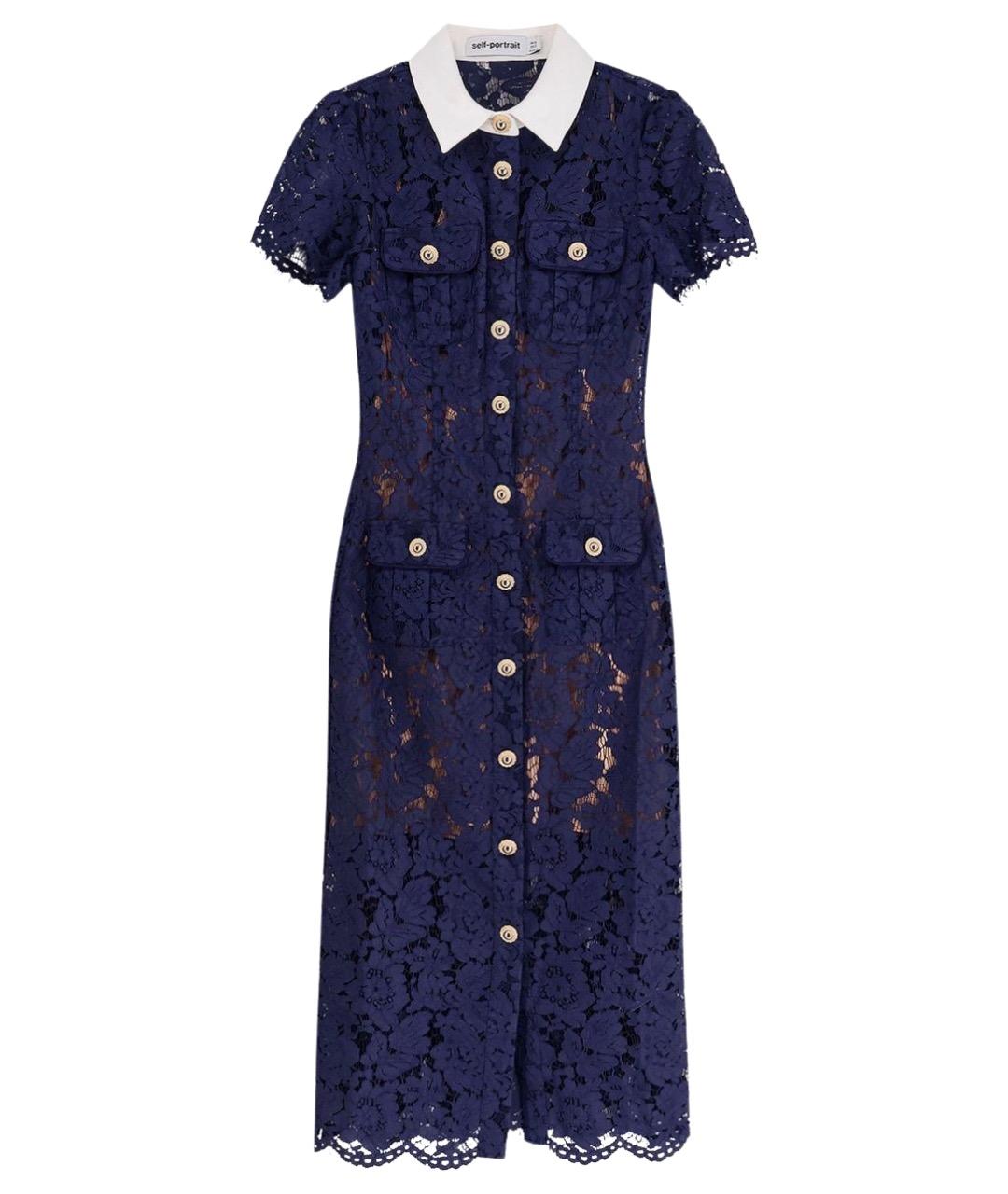 SELF-PORTRAIT Синее полиэстеровое повседневное платье, фото 1