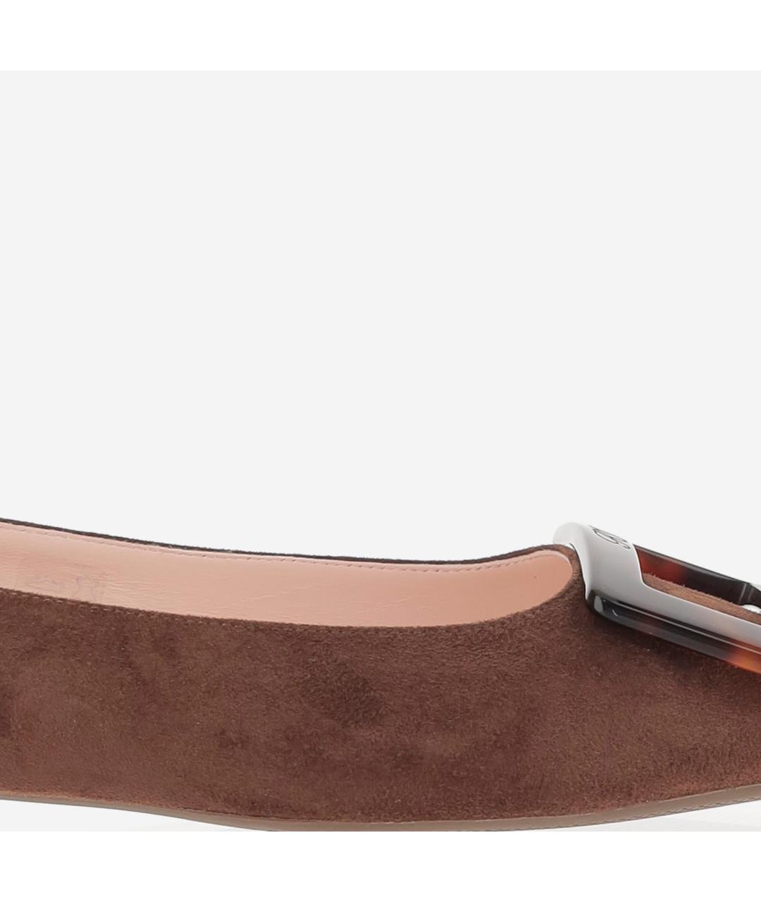 ROGER VIVIER Коричневые замшевые балетки, фото 4