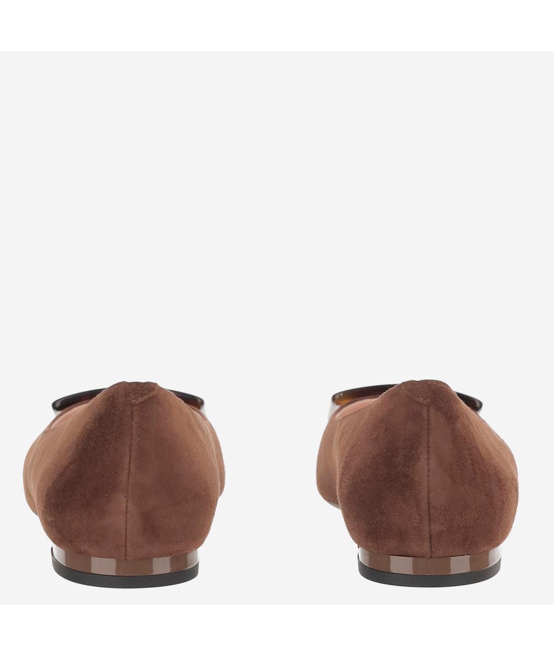 ROGER VIVIER Коричневые замшевые балетки, фото 3