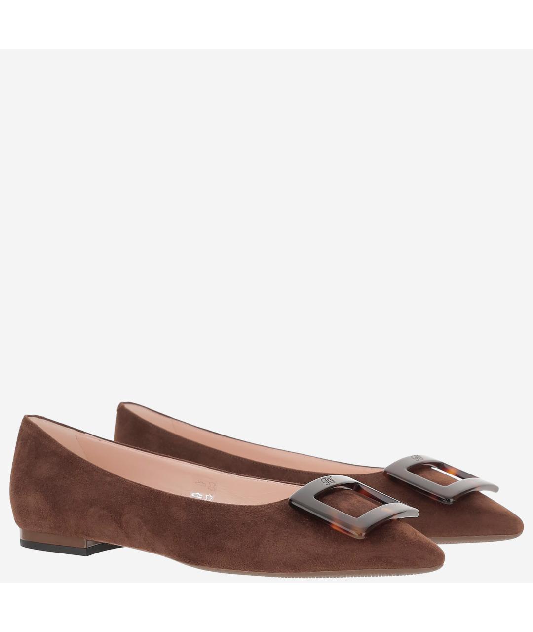 ROGER VIVIER Коричневые замшевые балетки, фото 2