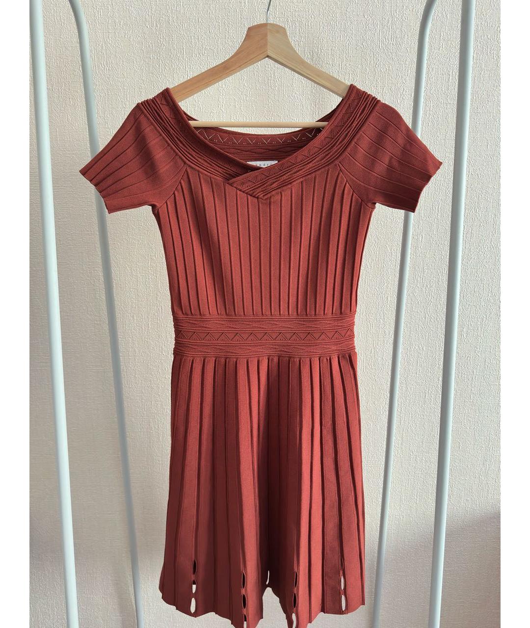 SANDRO Бордовое вискозное повседневное платье, фото 9