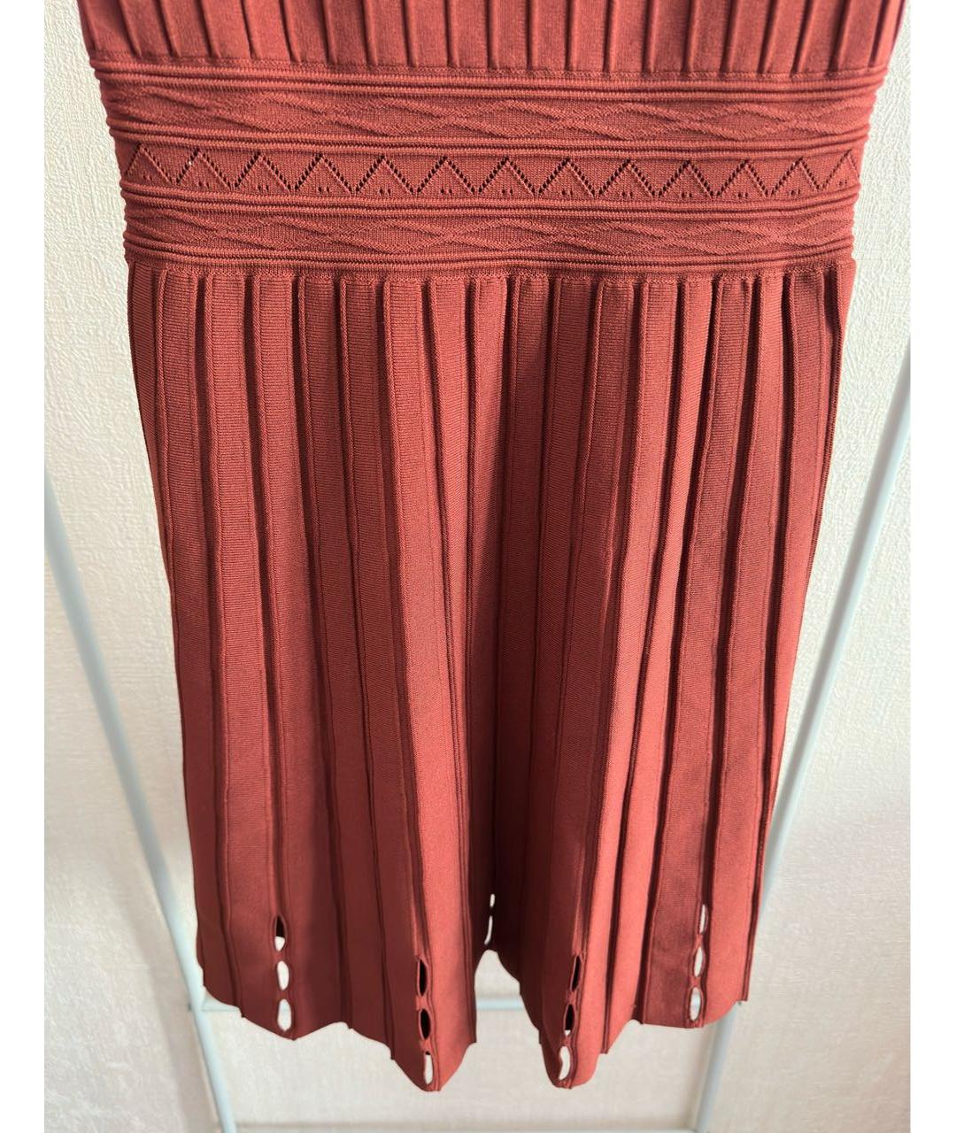 SANDRO Бордовое вискозное повседневное платье, фото 8