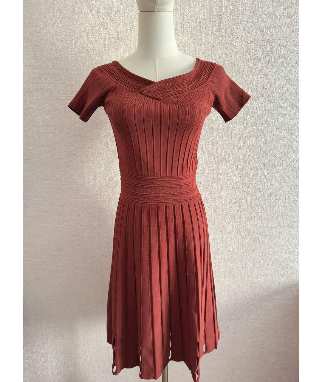 SANDRO Бордовое вискозное повседневное платье, фото 7