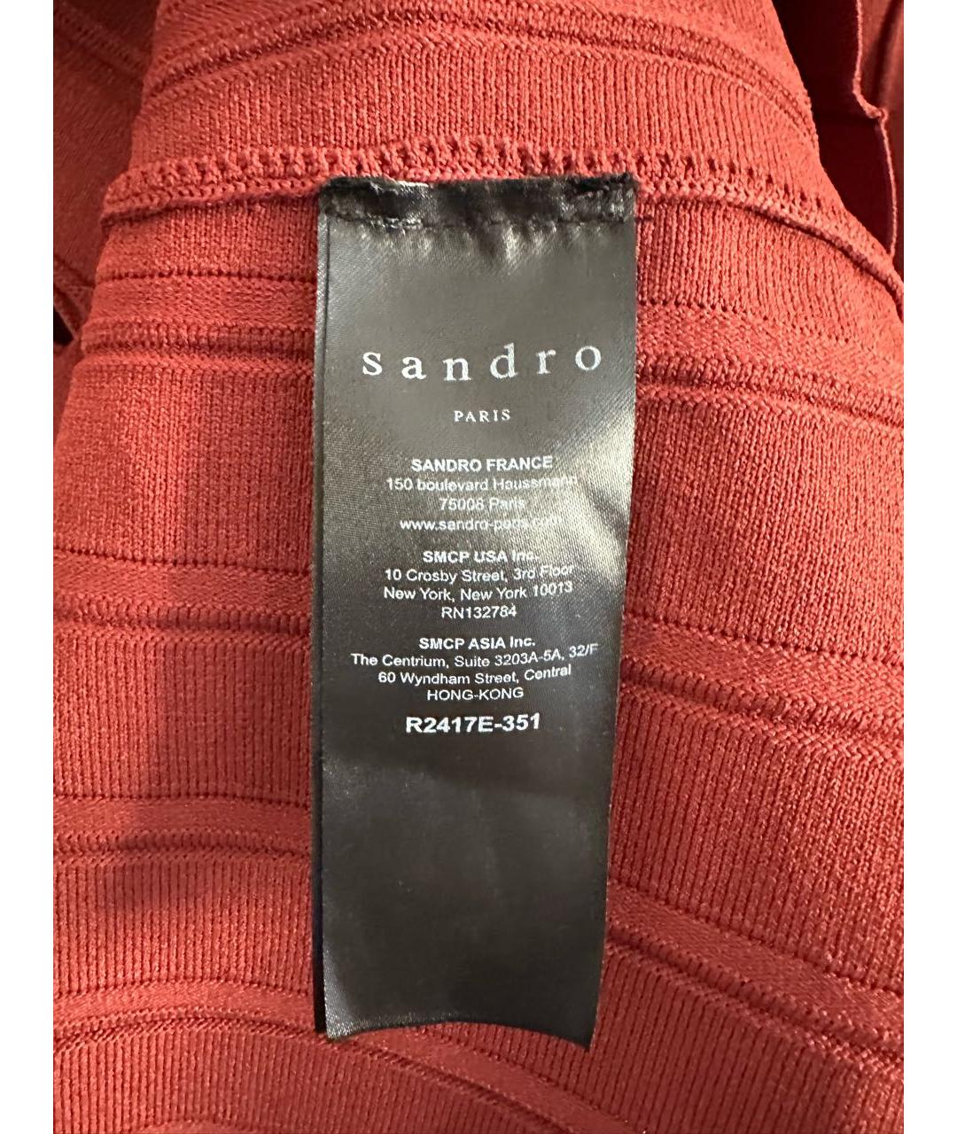 SANDRO Бордовое вискозное повседневное платье, фото 5