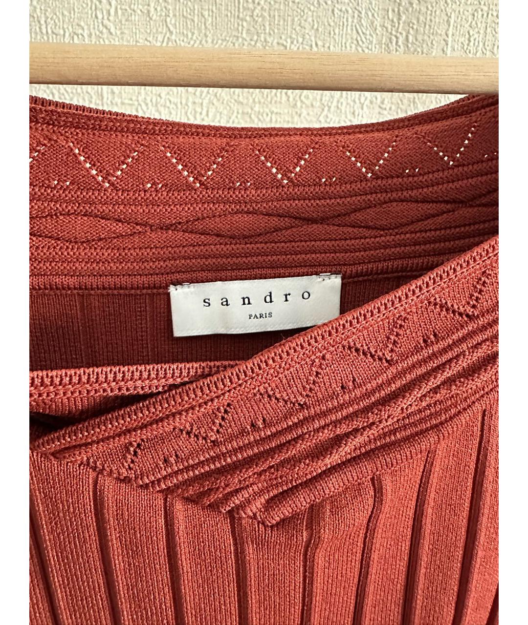 SANDRO Бордовое вискозное повседневное платье, фото 3