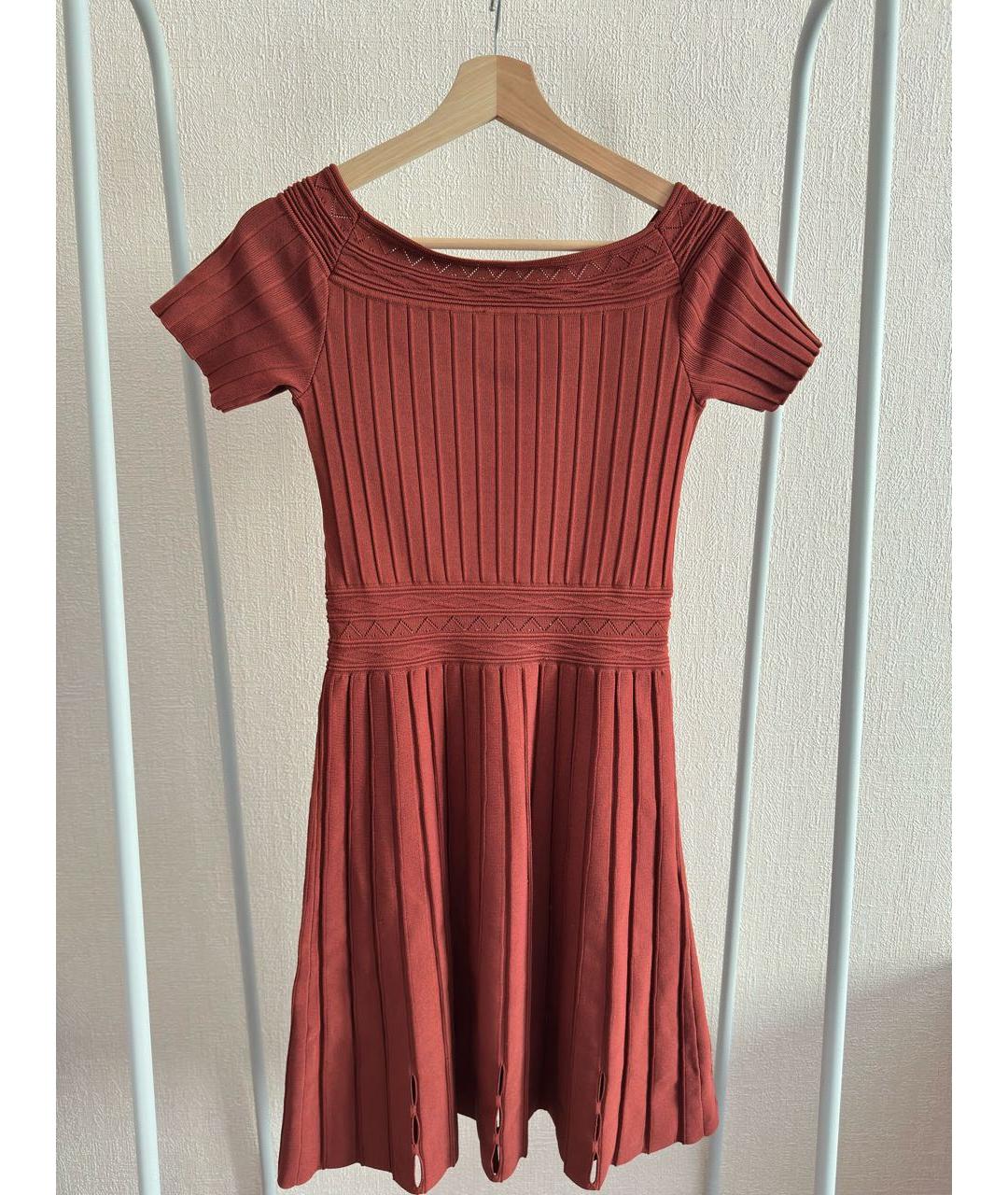 SANDRO Бордовое вискозное повседневное платье, фото 2