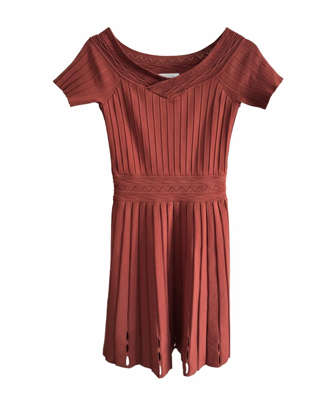 SANDRO Бордовое вискозное повседневное платье, фото 1