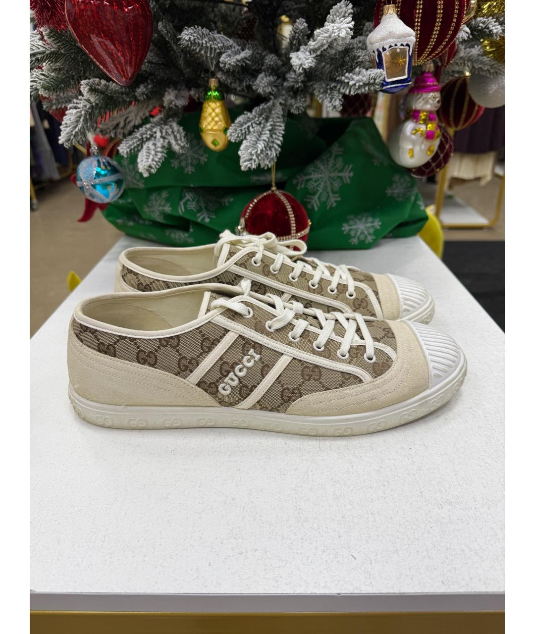 GUCCI Бежевые низкие кроссовки / кеды, фото 4