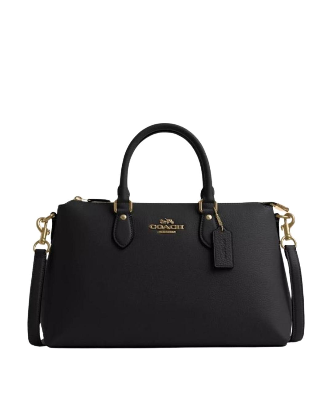 COACH Черная кожаная сумка с короткими ручками, фото 1