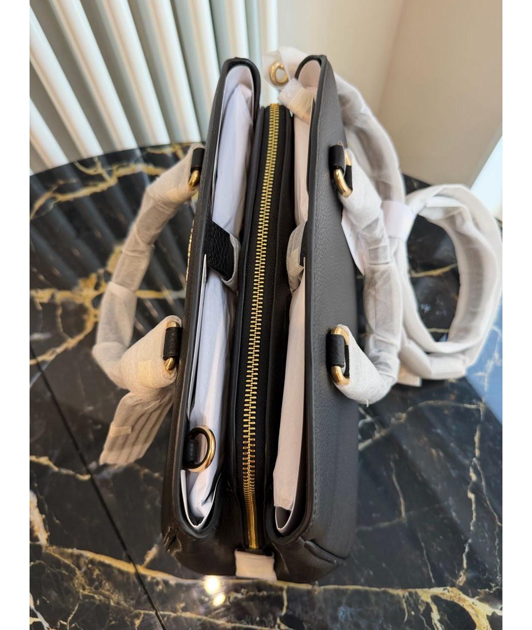 COACH Черная кожаная сумка с короткими ручками, фото 4