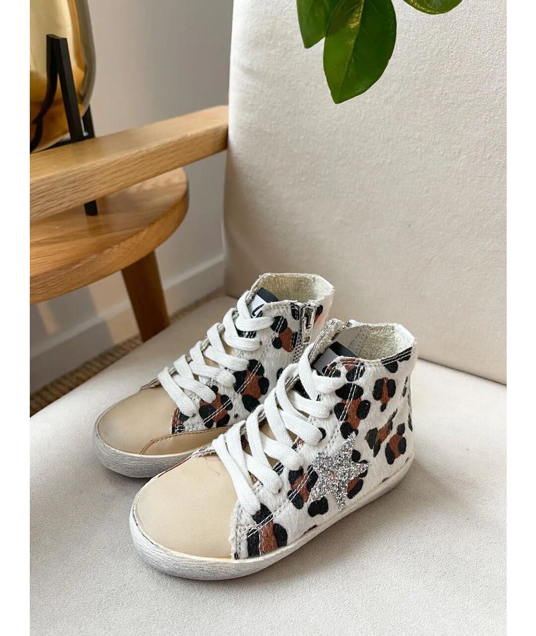 GOLDEN GOOSE KIDS Бежевые кожаные кеды, фото 4