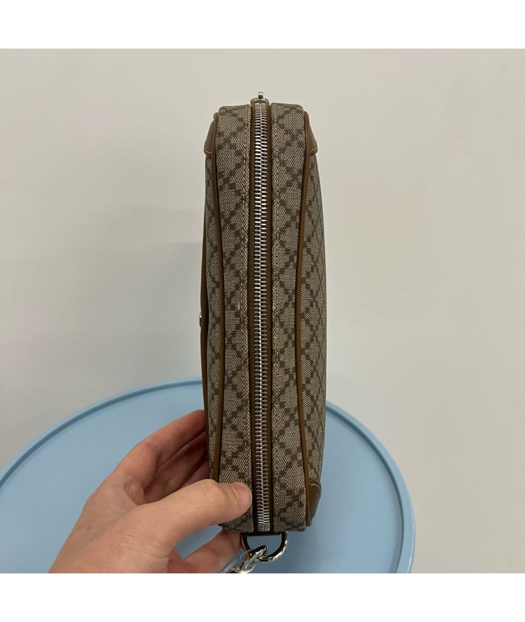 GUCCI Коричневая кожаная барсетка, фото 4