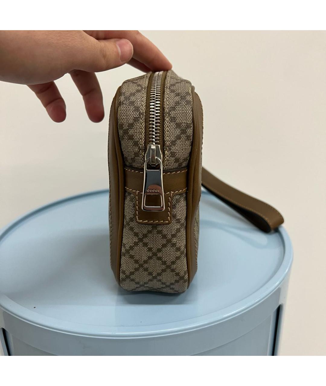 GUCCI Коричневая кожаная барсетка, фото 2