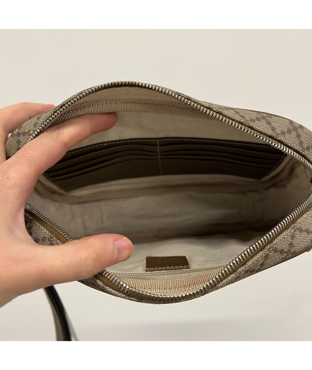 GUCCI Коричневая кожаная барсетка, фото 7