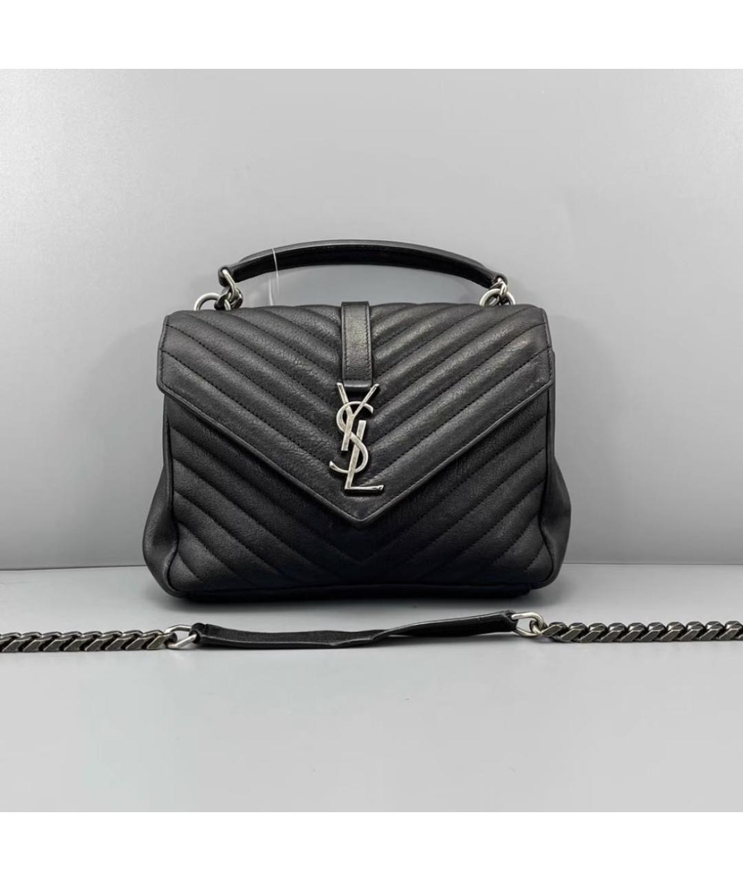 SAINT LAURENT Черная кожаная сумка через плечо, фото 5