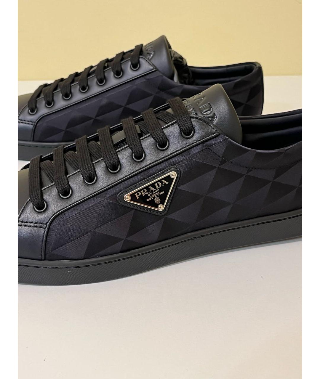 PRADA Черные текстильные низкие кроссовки / кеды, фото 6