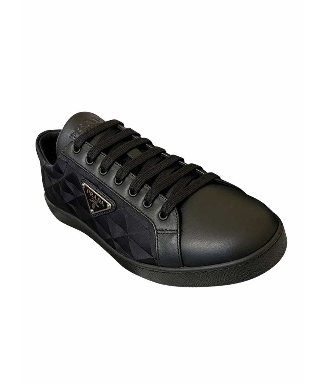 PRADA Черные текстильные низкие кроссовки / кеды, фото 1