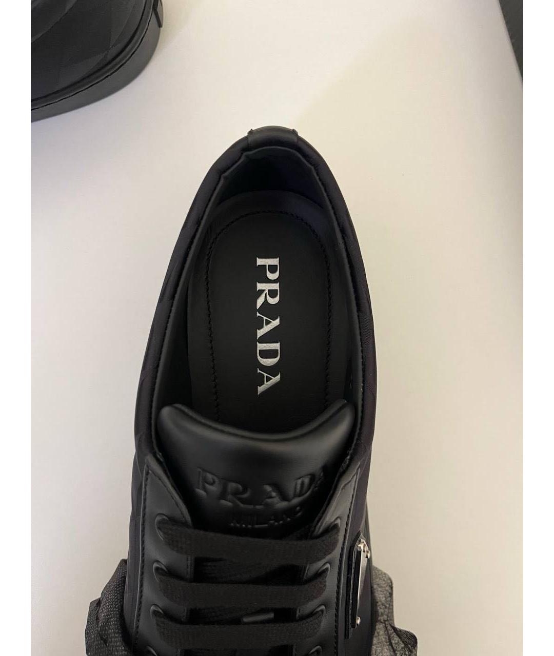 PRADA Черные текстильные низкие кроссовки / кеды, фото 2