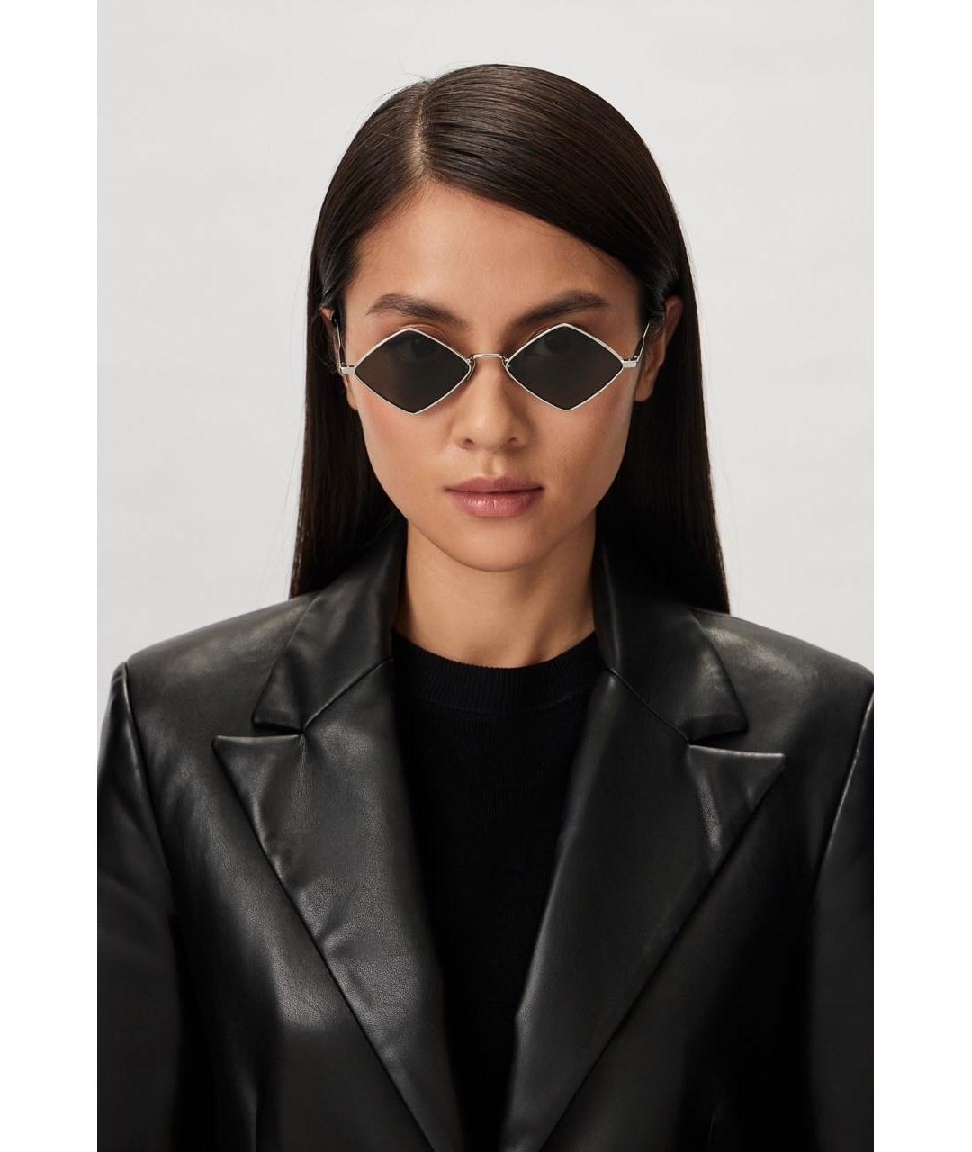 SAINT LAURENT Серебряные металлические солнцезащитные очки, фото 7
