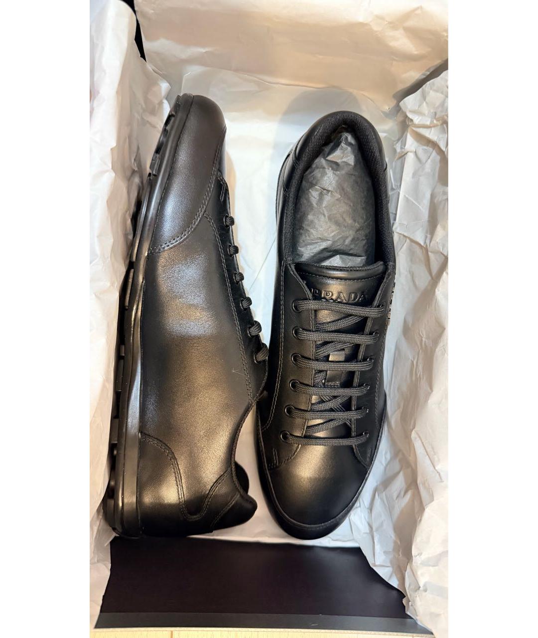 PRADA Черные кожаные низкие кроссовки / кеды, фото 9