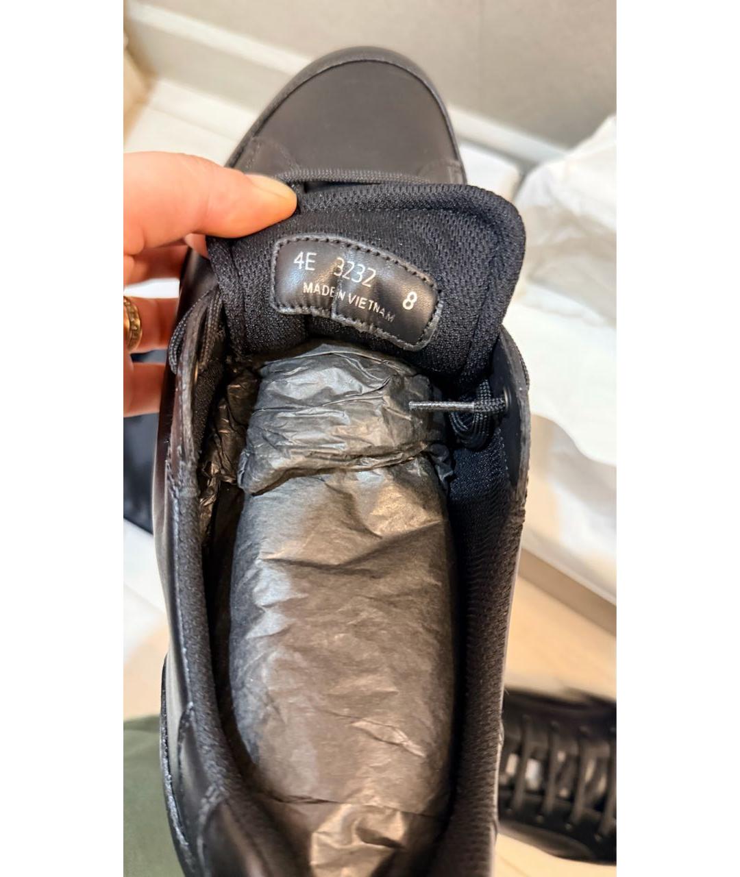 PRADA Черные кожаные низкие кроссовки / кеды, фото 4