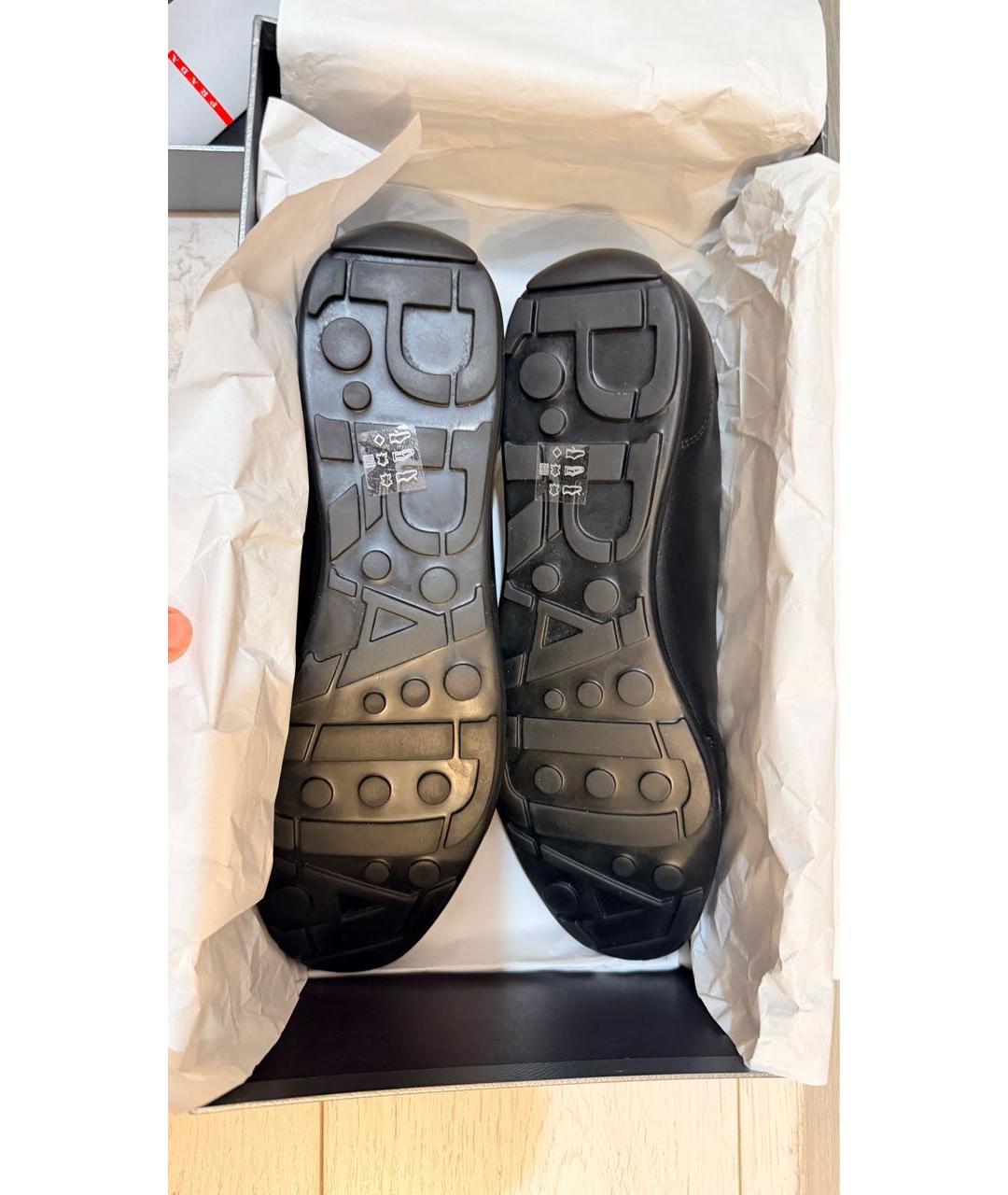 PRADA Черные кожаные низкие кроссовки / кеды, фото 7