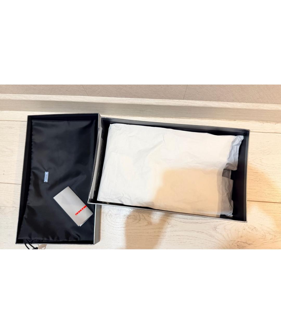 PRADA Черные кожаные низкие кроссовки / кеды, фото 6