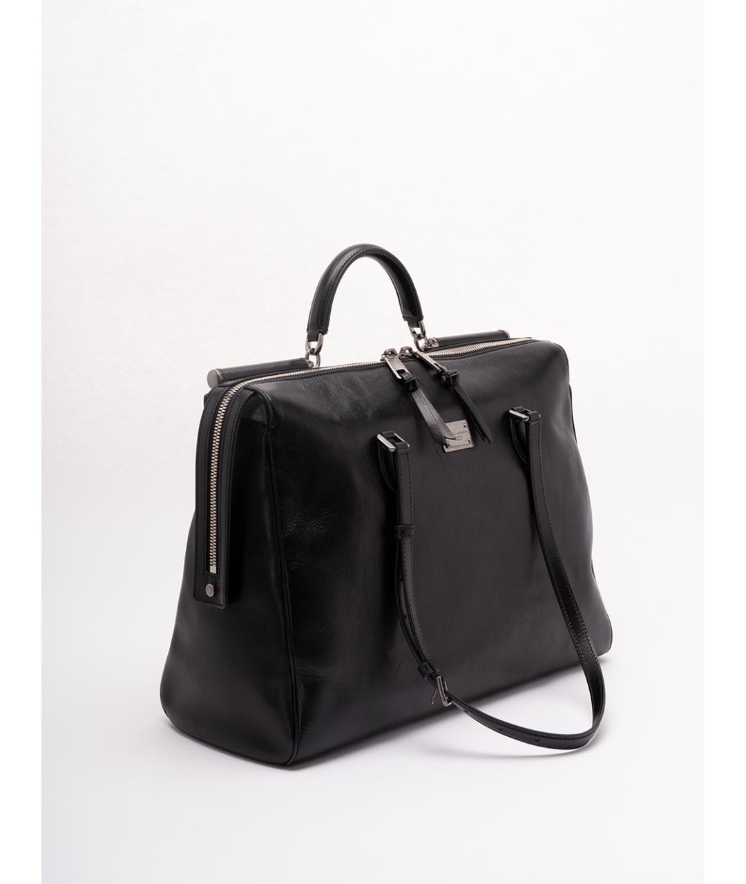 DOLCE&GABBANA Черный кожаный портфель, фото 3