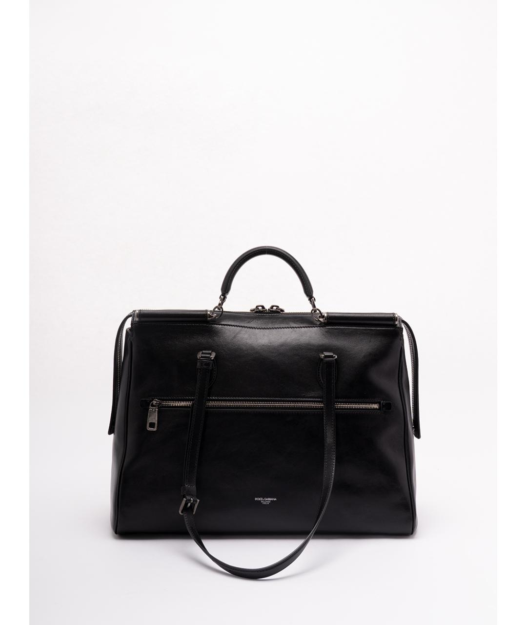 DOLCE&GABBANA Черный кожаный портфель, фото 2